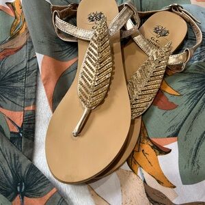 Elegant Gold Leaf Sandals